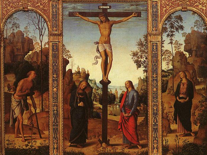 Pietro Perugino The Crucifixion with The Virgin, St.John, St.Jerome St.Magdalene Sweden oil painting art